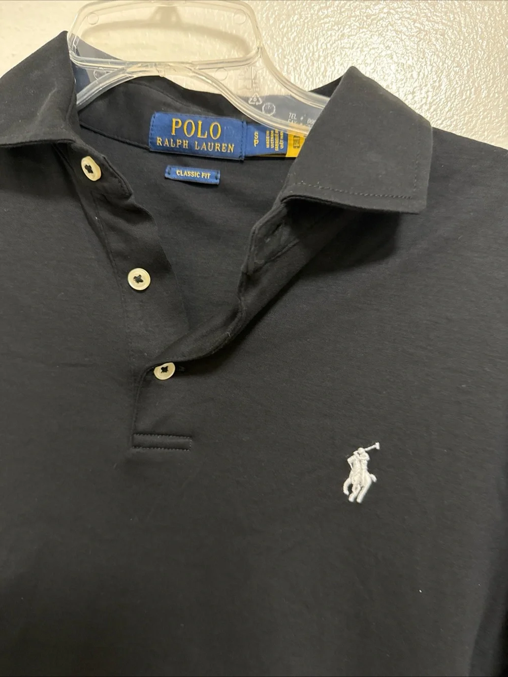 Size Small Ralph Lauren Men’s Black Polo with White Pony Logo